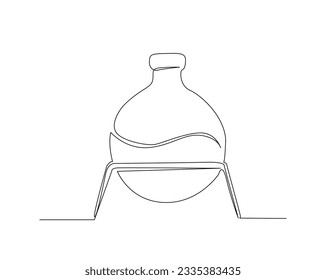 Continuous one line drawing of laboratory test tube. laboratory equipment line art vector illustration. Research and science concept. Editable stroke.	