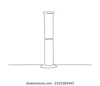 Continuous one line drawing of laboratory test tube. laboratory equipment line art vector illustration. Research and science concept. Editable stroke.	