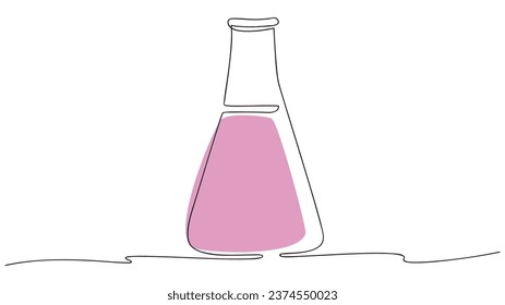 Continuous one line drawing of laboratory test tube. line art, vector illustration.