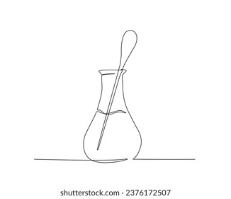 Continuous one line drawing of laboratory glass . Laboratory equipment outline vector illustration. Research and science concept. Editable stroke. 	