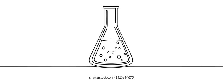 Continuous one line drawing of Laboratory flask