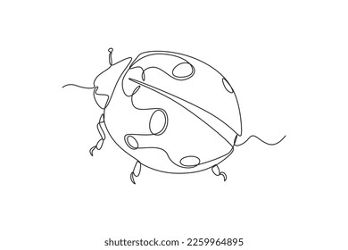 Continuous one line drawing lady bug  Spring concept  Single line draw design vector graphic illustration 