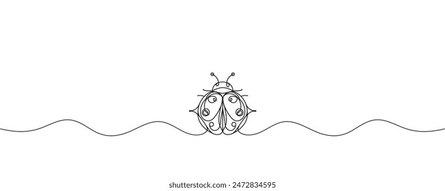 Continuous one line drawing of a ladybug. Vector graphic illustration of a single line drawing