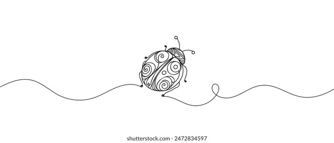 Continuous one line drawing of a ladybug. Vector graphic illustration of a single line drawing