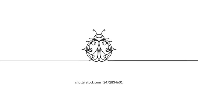 Continuous one line drawing of a ladybug. Vector graphic illustration of a single line drawing