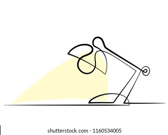 Continuous one line drawing. Lamp on the table. Vector illustration
