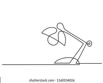 Continuous one line drawing. Lamp on the table. Vector illustration