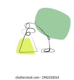 Dibujo continuo de una línea de la lámpara. Lámpara de mesa con focos. 