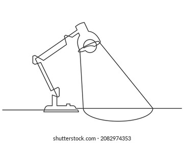 Continuous one line drawing of lamp on the table. Vector illustration