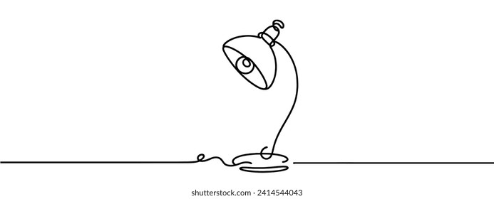 Continuous one line drawing. Lamp on the table. Vector illustration