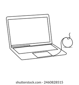 Dibujo continuo de una línea portátil dibujo arte e ilustración diseño de Vector