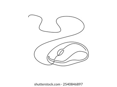 Continuous one line drawing of laptop or desktop mouse. Vector illustration