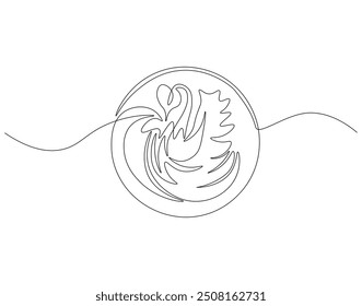 Dibujo continuo de una línea de arte tardío de cisne. Ilustración de dibujo de una línea de arte tardío. Concepto de día de café internacional línea de arte. Esquema editable
