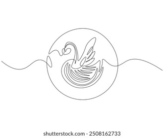 Dibujo continuo de una línea de arte tardío de cisne. Ilustración de dibujo de una línea de arte tardío. Concepto de día de café internacional línea de arte. Esquema editable
