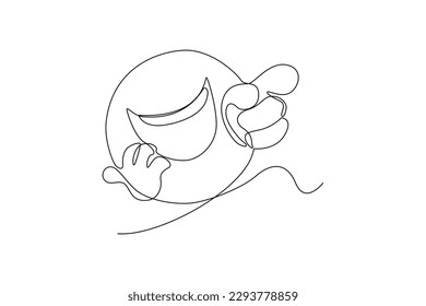 Continuous one line drawing laughing face. World laughter day concept. Single line draw design vector graphic illustration.