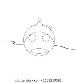 Uma linha contínua desenhando cara risonha. Dia Mundial do RISO. Uma linha desenha uma ilustração gráfica vetorial de design.