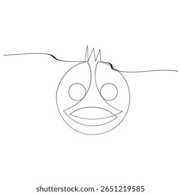 Continuous one line drawing laughing face. World laughter day concept. Single line draws design vector graphic illustration.