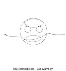 Uma linha contínua desenhando cara risonha. Dia Mundial do RISO. Uma linha desenha uma ilustração gráfica vetorial de design.