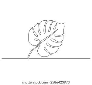 Continuous one line drawing of leaf. Single line drawing illustration of leaf green energy. Leaf environmental greening concept vector art. Doodle line illustration.

