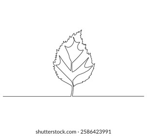 Continuous one line drawing of leaf. Single line drawing illustration of leaf green energy. Leaf environmental greening concept vector art. Doodle line illustration.
