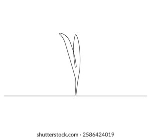 Continuous one line drawing of leaf. Single line drawing illustration of leaf green energy. Leaf environmental greening concept vector art. Doodle line illustration.
