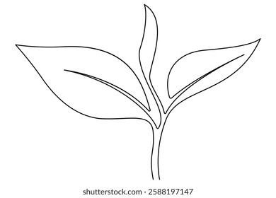 Continuous one line drawing of Leaf outline vector art illustration isolated on white background
