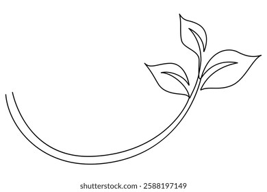Continuous one line drawing of Leaf outline vector art illustration isolated on white background
