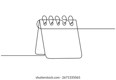 Dibujo continuo de una línea de la Ilustración vectorial del calendario de hojas. Esquema editable