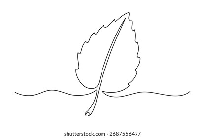 Dibujo continuo de una línea de la hoja. Boceto dibujado a mano de hoja. Cosecha de otoño. Ilustración vectorial
