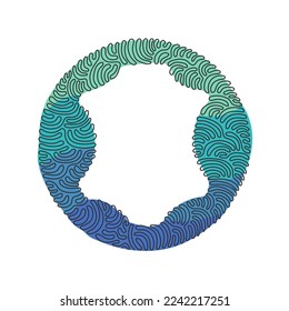 Icono continuo de un dibujo de una línea de símbolo de cuero. Símbolo de esquema para diseño web o aplicación móvil. Firma delgada de la línea para el logotipo. Estilo de fondo del círculo de redondeo giratorio. Ilustración vectorial de diseño de líneas simples