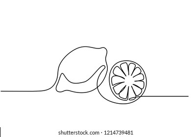 Continuous one line drawing. Lemon lime fruits. Vector illustration