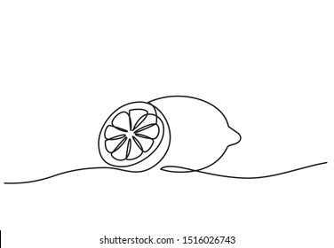 Continuous one line drawing. Lemon lime fruits.