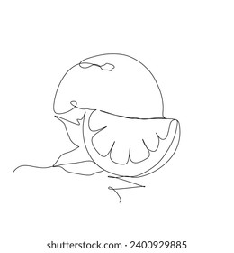 Continuous one line drawing of a lemon fruit on a white background for food and nature design element or concept
