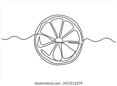 Continuous one line drawing of lemon. Minimal style. Perfect for cards, party invitations, posters, stickers, clothing. Food concept
