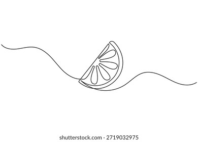 Continuous one line drawing of lemon slice minimalist citrus fruit vector art