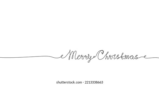 Dibujo continuo de una línea con letras Feliz Navidad. Texto festivo dibujado a mano en un estilo lineal sobre fondo blanco. Ilustración del vector