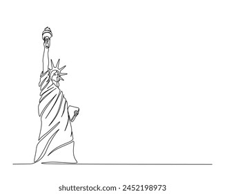 Continuous one line drawing of Liberty statue - New York landmark. Liberty statue simple outline vector illustration. Editable stroke.