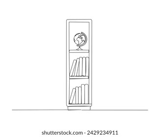 Continuous one line drawing of library bookshelf . bookshelf single outline vector illustration. Editable stroke.