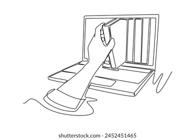 Continuous one line drawing library concept. Doodle vector illustration.