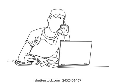 Continuous one line drawing library concept. Doodle vector illustration.