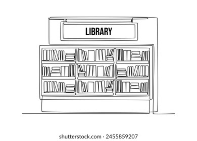 Continuous one line drawing library concept. Doodle vector illustration.