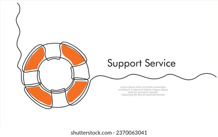 durchgängige 1-zeilige Zeichnung von Lifebuoy. Support-Service