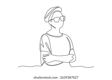 Continuous one line drawing of the lifestyle of a tomboyish woman. Rest, holiday, human life, relaxation, comfort, lifestyle. Single line design vector graphic illustration