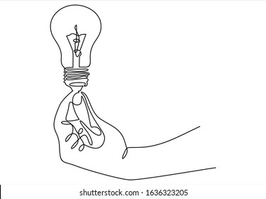 Continuous one line drawing light bulb symbol idea.