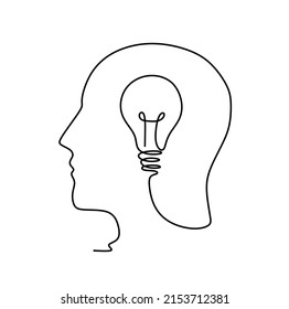 Continuous One Line Drawing Light Bulb Stock Vector (Royalty Free ...