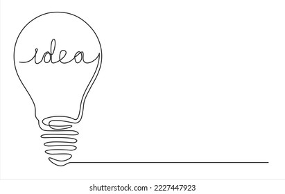 Continuous one line drawing of light bulb symbol idea. BIG IDEA.
