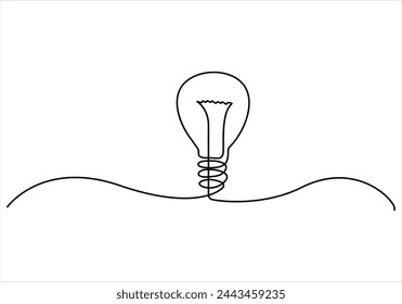Continuous one line drawing of light bulb out line vector art illustration 