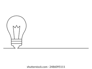 Continuous one line drawing of light bulb vector illustration 