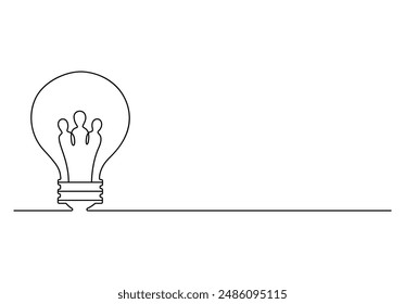 Continuous one line drawing of light bulb vector illustration 