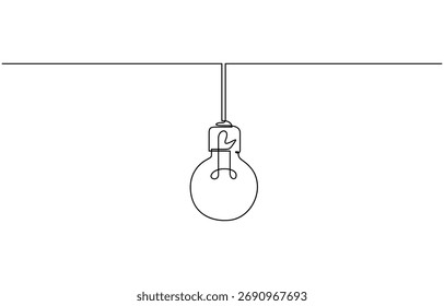 Continuous one line drawing of Light bulb in simple linear style. Editable stroke